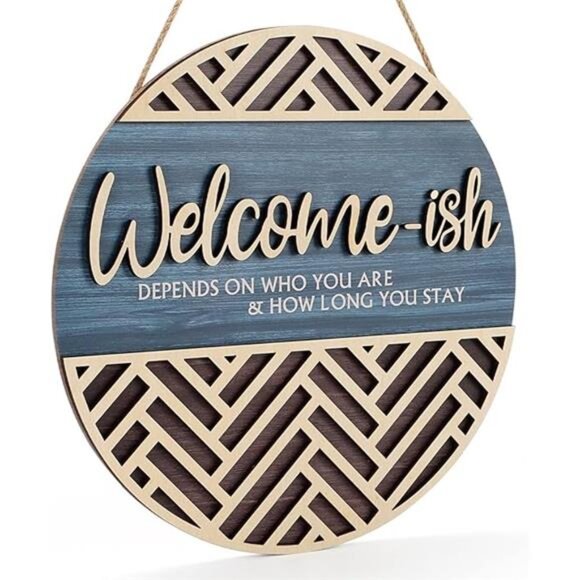 3D Welcome HangingSign Plaque for Front Door Wall Decor,Funny Welcome-ish Wooden - Picture 7 of 7